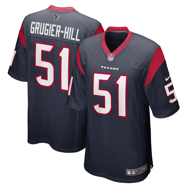 mens nike kamu grugier hill navy houston texans game player jersey